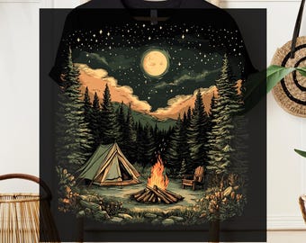Outdoor Adventure Ready To Press, Forest Camping DTF Print, Vintage Campfire Nature Forest, Family Camping DTF Transfer