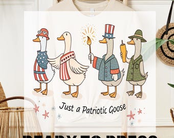 Patriotic Goose DTF Transfer, 4th of July USA Design, Silly Goose Apparel
