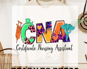 CNA DTF Transfer, Retro Certified Nursing Assistant Heat Press Design