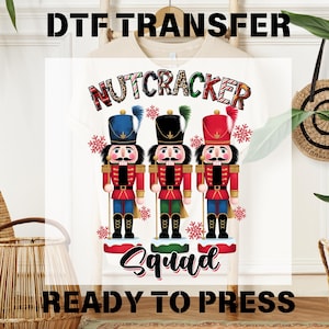 Retro Nutcracker Tree Ready To Press Heat Transfer,  Christmas Nutcracker DTF Transfer, Holiday Party Tee, Matching Christmas Dtf