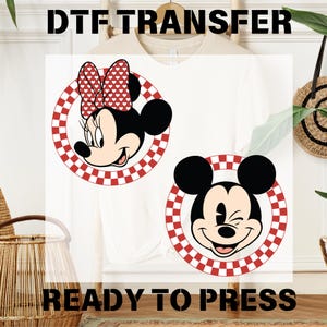 Mickey & Minnie Ready to Press, Retro Disney Couple DTF Transfers, Disneyland Dtf, Mickey Mouse Desing, Bulk Dtf Transfer, T-shirt Transfers