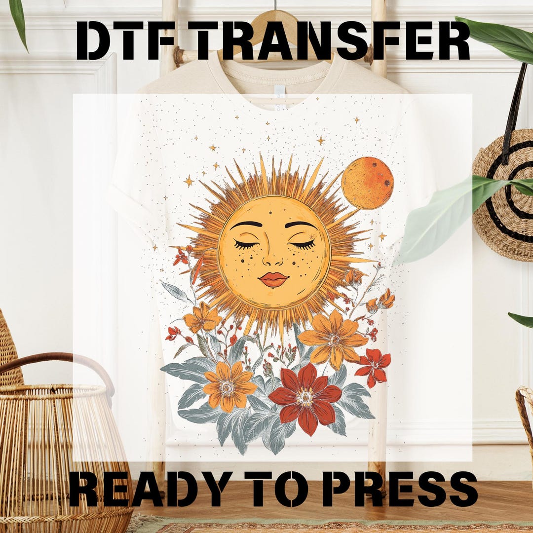 Floral Sun Ready to Press DTF, Boho Spiritual Sun T-shirt Transfer ...