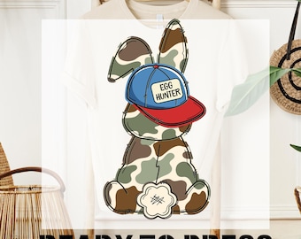 Boy Easter Bunny DTF Transfer, Egg Hunter Camo Easter Bunny Ready To Press, Egg Hunter Bunny Dtf Prints, Boy and Kids T-shirt Desing