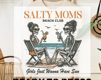 Salty Moms Beach Club Skeleton DTF Transfer (Ready To Press)
