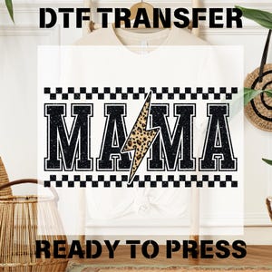 Transferts DTF Mama Lightning Bolt, Checkered Mama prêt à imprimer, Retro Mama Dtf, Transfert Checker Mama, Transferts Dtf en vrac, Tendance, Mom Dtf