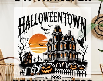 Halloweentown University Heat Dtf Press, Vintage Halloween Town Est 1998 DTF Transfer, Retro Halloween Pumpkin Design