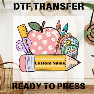Custom Teacher Ready to Press, Personalized Teacher Dtf Transfers, Retro Teacher Coquette Dtf Prints, Back To School Dtf, Teacher Pencil Dtf