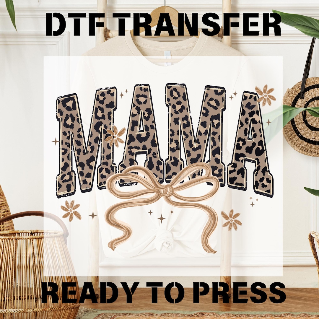Leopard Mama Bow DTF Transfer, Coquette Mom Ready to Press, Retro Mama ...