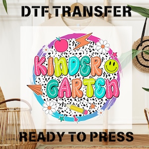 Kindergarten DTF, Retro Teacher Ready To Press, Back To School Dtf Transfer, First Day of School Dtf Print, Heat Dtf Press,Bulk Dtf Transfer