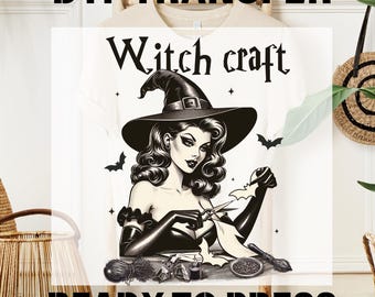Halloween Witchy Ready to Press, Retro Witch Craft DTF Transfer, Spooky Halloween Design, T-shirt Transfer