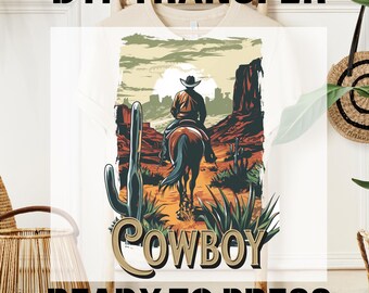 Boho Western DTF Ready To Press, Retro Cowboy DTF Heat Transfer, T-shirt Transfer