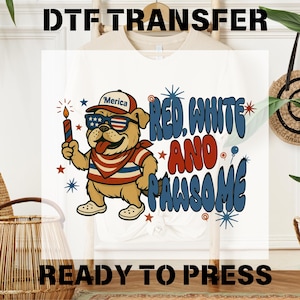 Patriotic USA Dogs DTF Transfer, 4th Of July Dogs Ready To Press, Red White and Pawsome, American Dog Dtf, Bulk Dtf Transfer, Heat Dtf Press