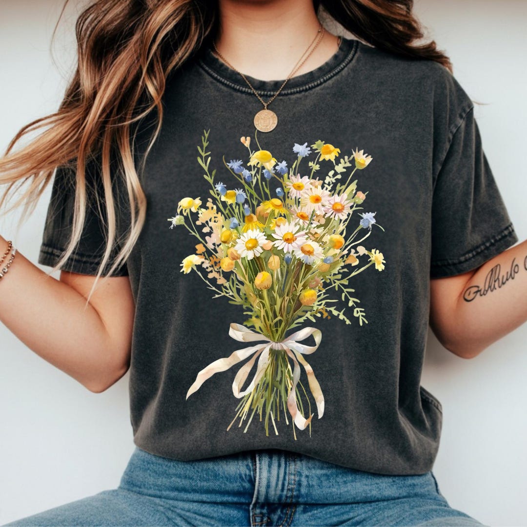 Daisy Flower DTF Transfer, Boho Floral Ready to Press, Gardener Tee ...