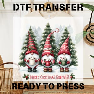 Cute Christmas Gnomes DTF Transfer, Merry Christmas Gnomies DTF, Christmas Tree Ready To Press, Direct to Film, Heat Dtf Transfer, Dtf Print