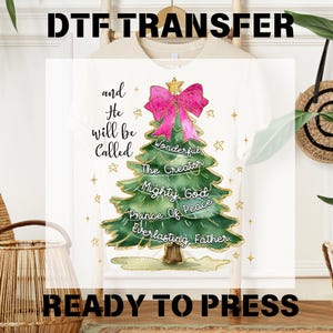 Glitter Effect Christmas Tree DTF Transfer, Christmas Tree Dtf, Ready To Press, Pink Coquette Tree Dtf, Bulk Dtf Transfer, Holiday Christmas
