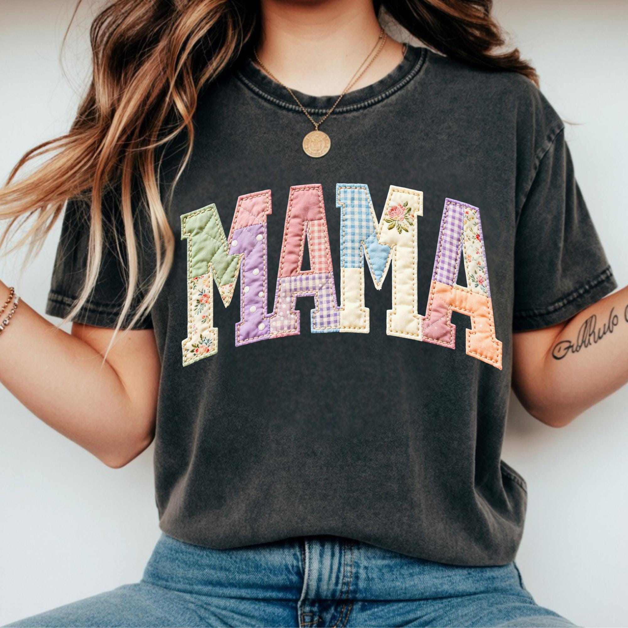 Patchwork Floral Mama DTF Transfer, Grandma Core Ready to Press - Etsy