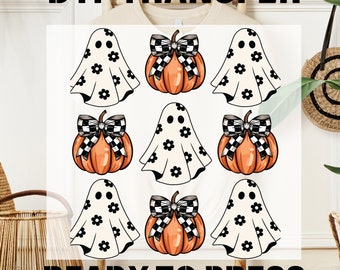 Retro Coquette Pumpkin Bow DTF Transfer, Halloween Pumpkin Ready To Press, Cute Ghost Dtf, Fall Dtf Print, Spooky Season Dtf,Pumpkin Bow Dtf