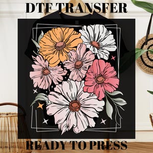 Retro Wildflowers Dtf Transfer, Pressed Flowers Ready To Press Dtf, Woman Gift, Floral Mama Dtf, Summer Dtf T-shirt Transfers,Direct to Film