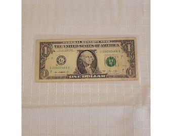 1 Bill 3 Fancy Low Serial Number with Double G00000466D