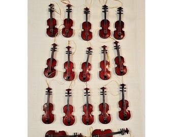 Vintage Mini Violin Ornaments Set of 17 Christmas Tree Decor