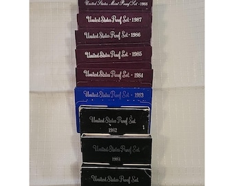 1980 - 1989 TEN Annual United States Mint Proof Sets 57 Coins Lot of 10 Complete