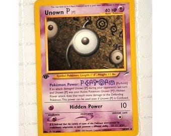 Pokemon Unown P Card 58/105 Non-Holo 1st Edition Near Mint Neo Destiny Rare
