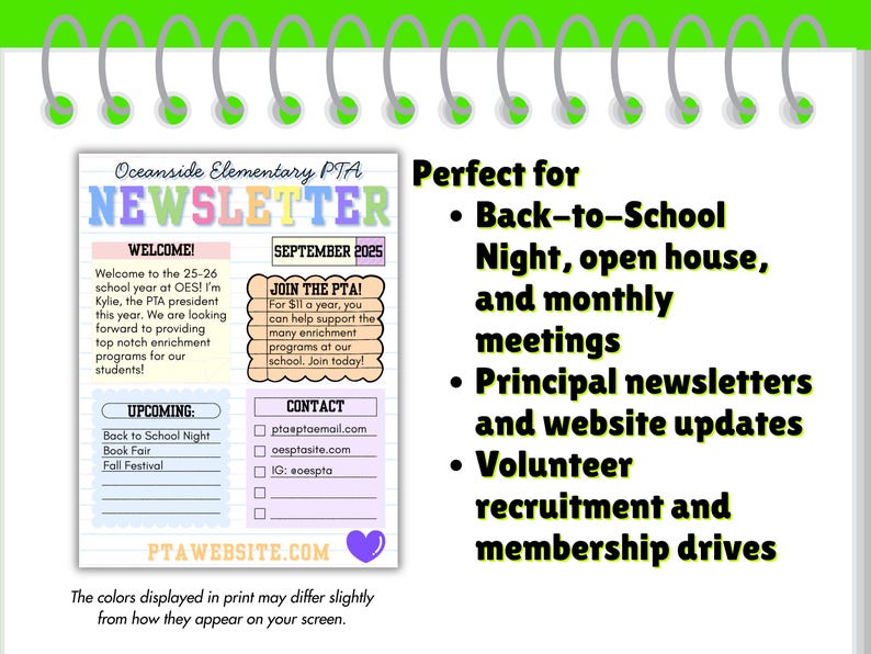 Editable PTA Flyer and Newsletter Template Bundle Canva School Meeting ...