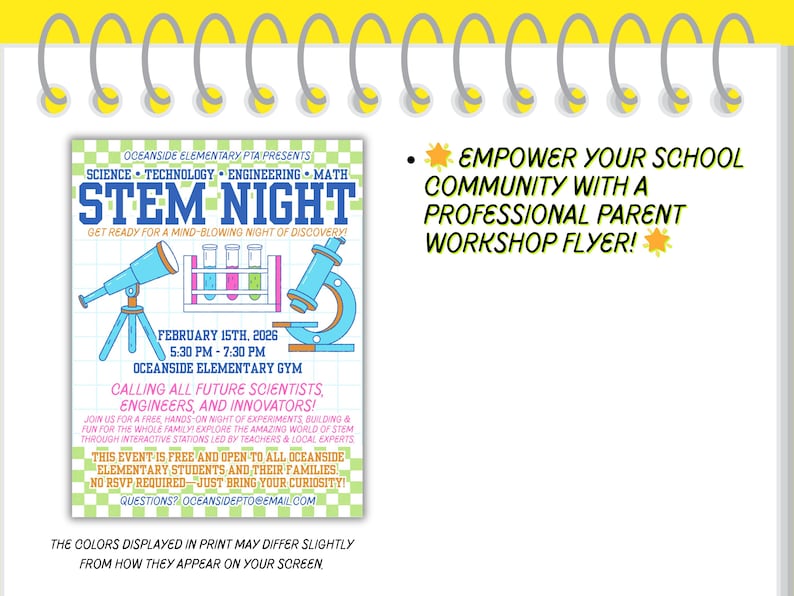 STEM Night Flyer Template Editable Steam Science Family Event PTA PTO ...