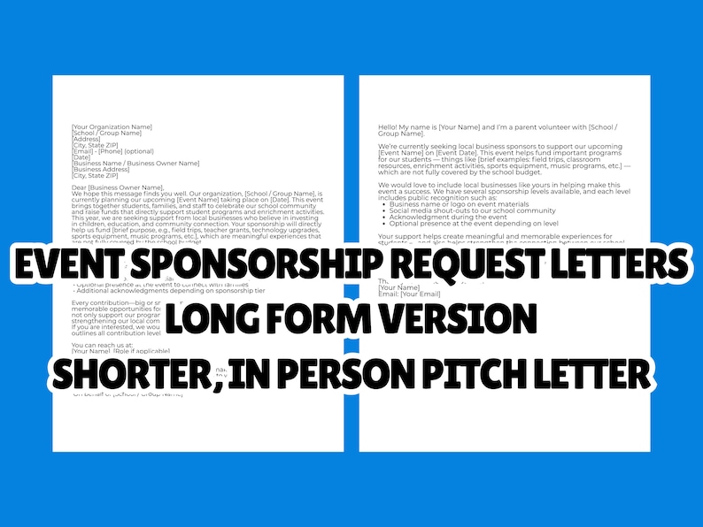 Letter Join Pitcher School Sponsorship Letter and Pitch Sheet Canva Template PTA PTO ...