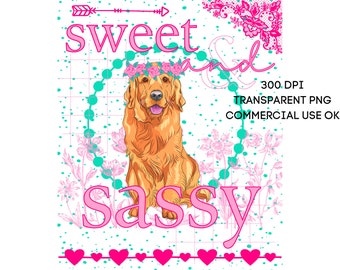 Dark Golden Retriever Sweet Sassy PNG Southern Prep Simply Adorable Animal Flower Crown Instant Digital Download Sublimation Print on Demand