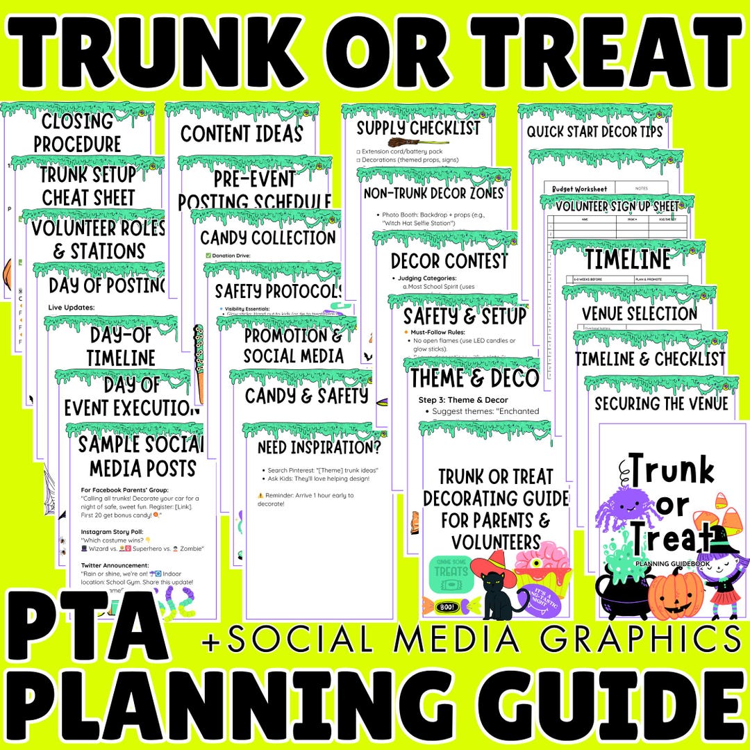 Trunk or Treat Planning Kit Printable 28 Page PTA Church School Event