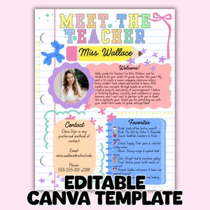 Meet the Teacher Flyer | Canva Template Editable Open House Back-to-School Night Handout Classroom Introduction Sheet Instant Download