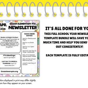 PTA Newsletter Template Bundle Editable Monthly School Newsletter Canva ...