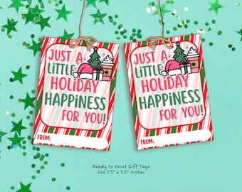 Just a Little Holiday Happiness for You Christmas Coffee Gift Tags Printable Classroom Holiday Favor Labels Cute Tags Digital Download PDF