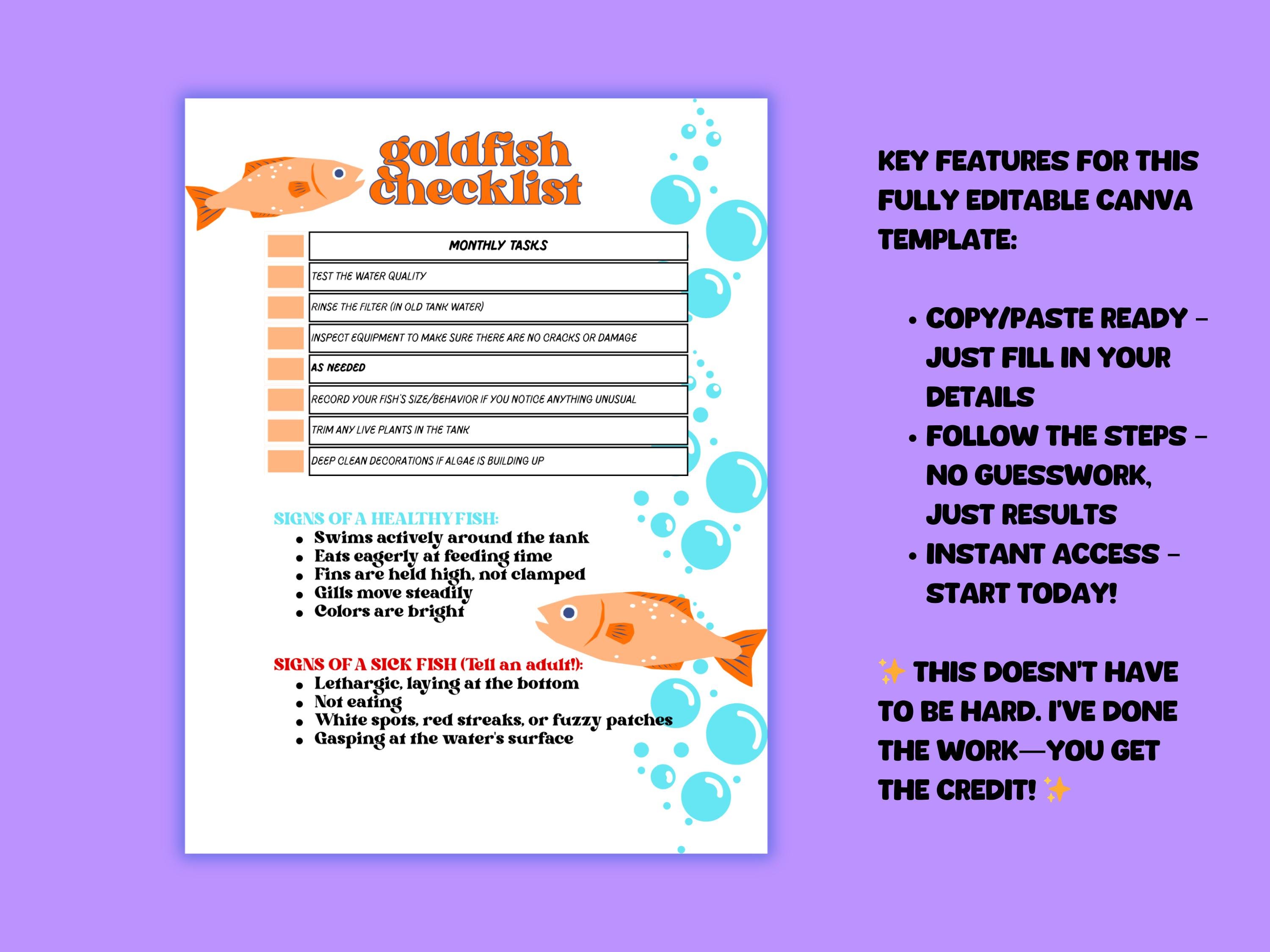 Goldfish Tank Care Routine Pdf Printable Template preview