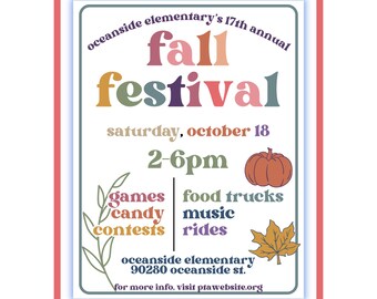 Editable Fall Festival Flyer Template Church School Event Harvest Fair Community Day Autumn Carnival Poster Canva Design Printable Download