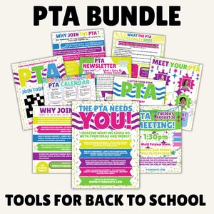 PTA Back to School Flyers Newsletters Calendar PTO President Resources Canva Template Bundle Editable Done For You Digital Download Kit