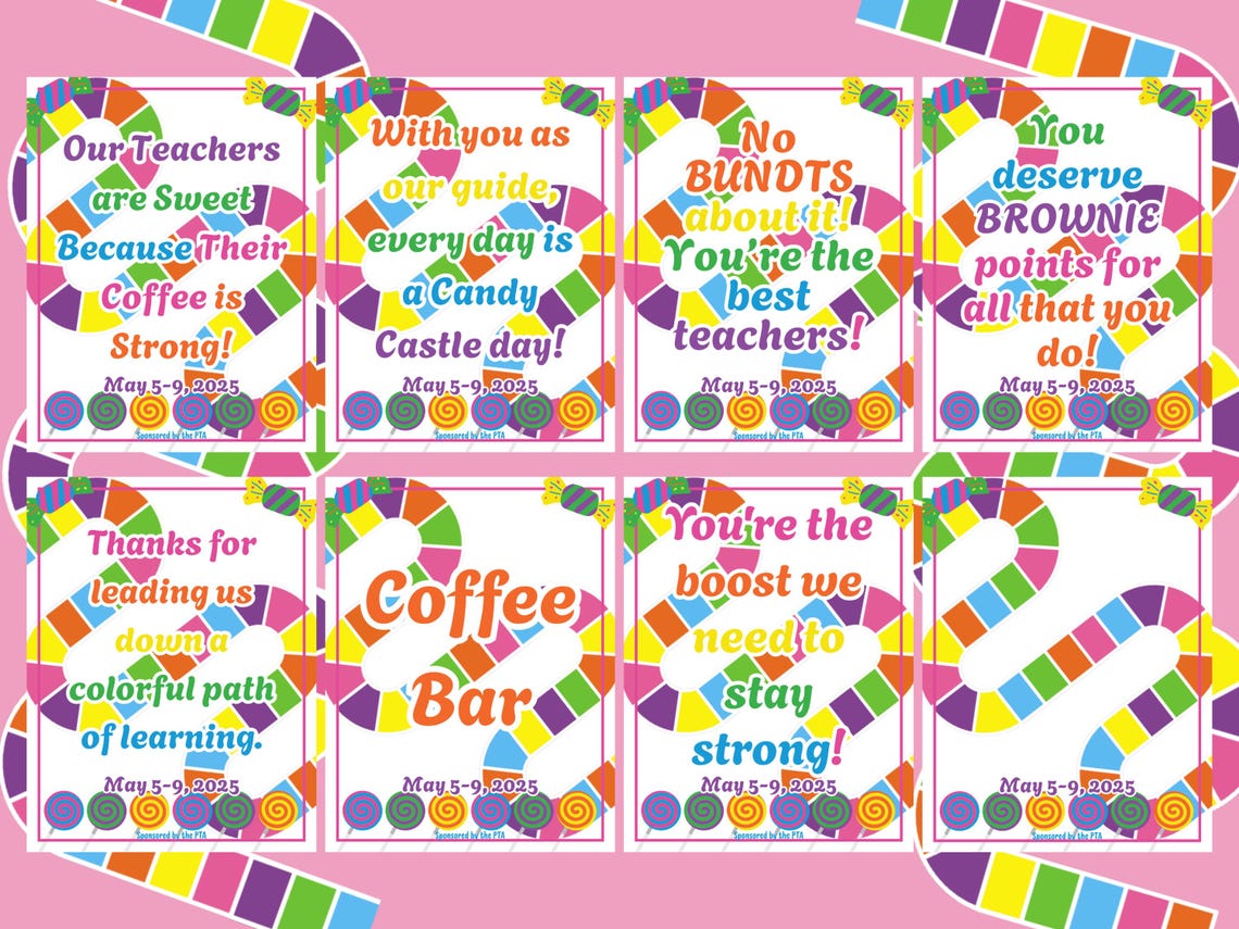 Teacher Appreciation Week Candy Land Canva Template Editable Staff Gift ...