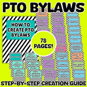 PTO Bylaws Template Bundle Editable Canva & PDF for Parent Teacher Organizations Bylaws Kit Made Easy for PTO Presidents Officers Leaders