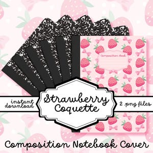 Coquette Strawberry Notebook Cover: Printable Back to School DIY (Digital Download)