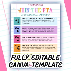 PTA PTO Welcome Packet Template: Editable School Newsletter, Flyer (Canva Digital Download)