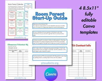 Room Parent Guide Template Editable School Volunteer Classroom Support Organizer PTA PTO Packet Back to School Printable Download Canva