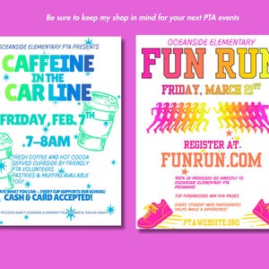 Pta Fun Day Graphics Tat the Teacher Fundraiser Flyer Canva Template School Spirit Day Event ...