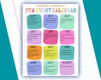 PTO PTA Event Calendar Template School Year Planner Editable Canva Design Monthly Schedule Parent Communication Printable Digital Download