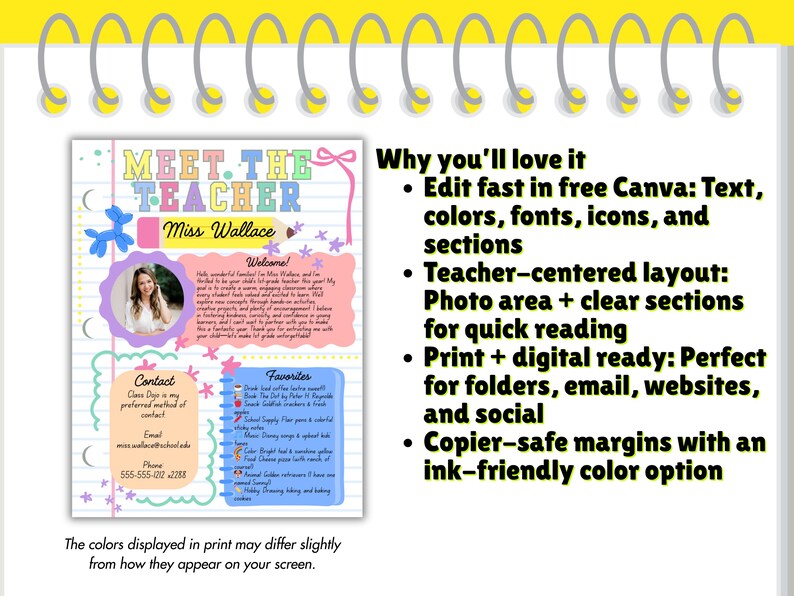 Editable Meet the Teacher Flyer Canva Template | Back to School Parent ...