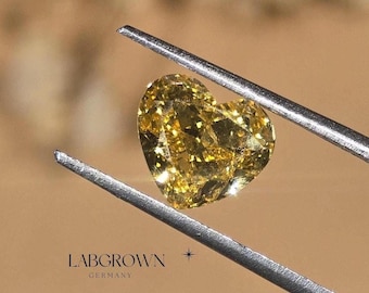 Diamante en forma de corazón, creado en laboratorio y certificado por IGI, de 1,00 a 5,00 quilates, amarillo elegante, suelto, cultivado en laboratorio, para compromiso.