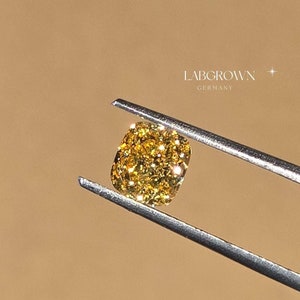 Kissen Gelb Labrador Diamant für Verlobungsring, Labor erstellt loser Diamant, Diamant für Ehering und Anhänger, künstlicher Diamant, Kissenschliff