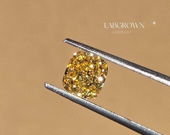 Diamante amarillo de laboratorio talla cojín para anillo de compromiso, diamante suelto creado en laboratorio, diamante para anillo de boda y colgante, diamante sintético, talla cojín
