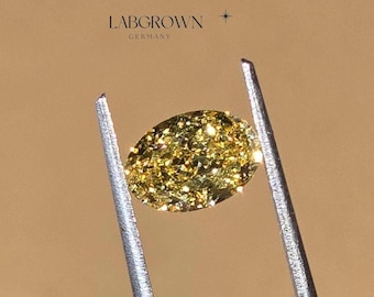 Diamante amarillo ovalado, amarillo intenso de fantasía, claridad VS2, cultivado en laboratorio, diamante para regalo, de 1,00 a 5,00 quilates, diamante amarillo para ella