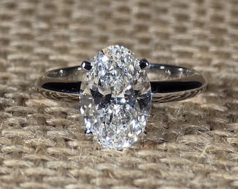 Anillo de compromiso ovalado de 1,0 a 2,0 quilates, anillo de bodas con diamante ovalado cultivado en laboratorio para ella, diamante creado en laboratorio F/VS1, anillo solitario, regalos de aniversario